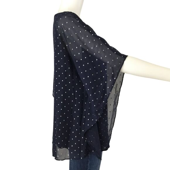 Chico's Jayma Kimono Layered Top sz 1 Small Rhinestones Asymmetric Hem Blue NEW - Picture 10 of 16